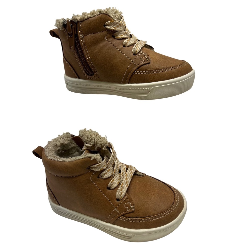 OshKosh Bgosh Crescent Brown Faux Leather Fur High Top Chukka Boots Toddler 4M